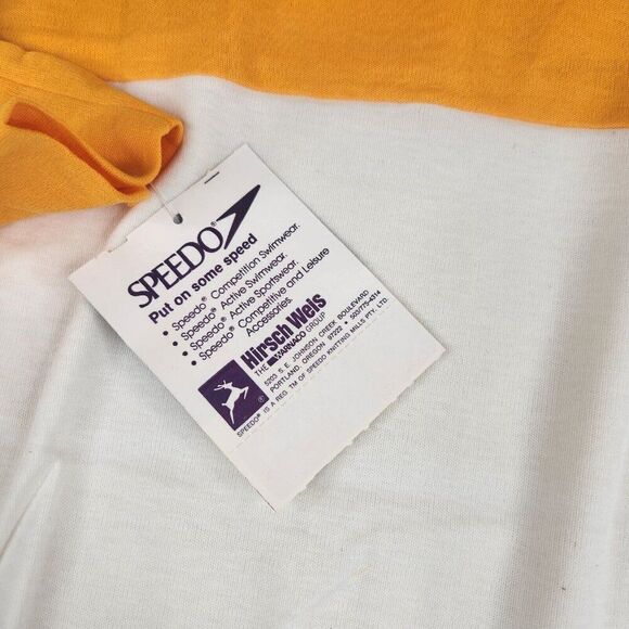 Vintage 80s Speedo Hooded Knit Sweatshirt Womens M Yellow White Deadstock NEW - Picture 7 of 7